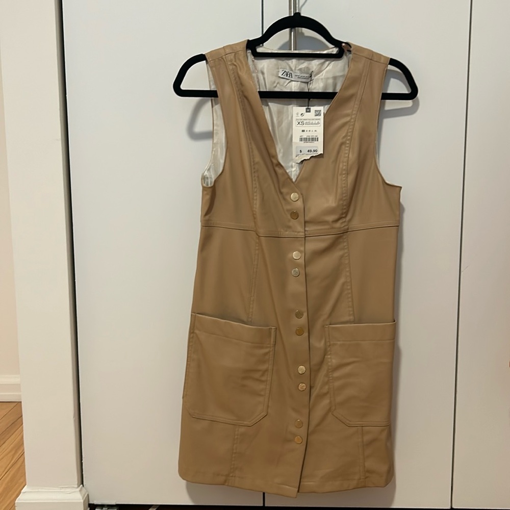 Zara beige leather dress